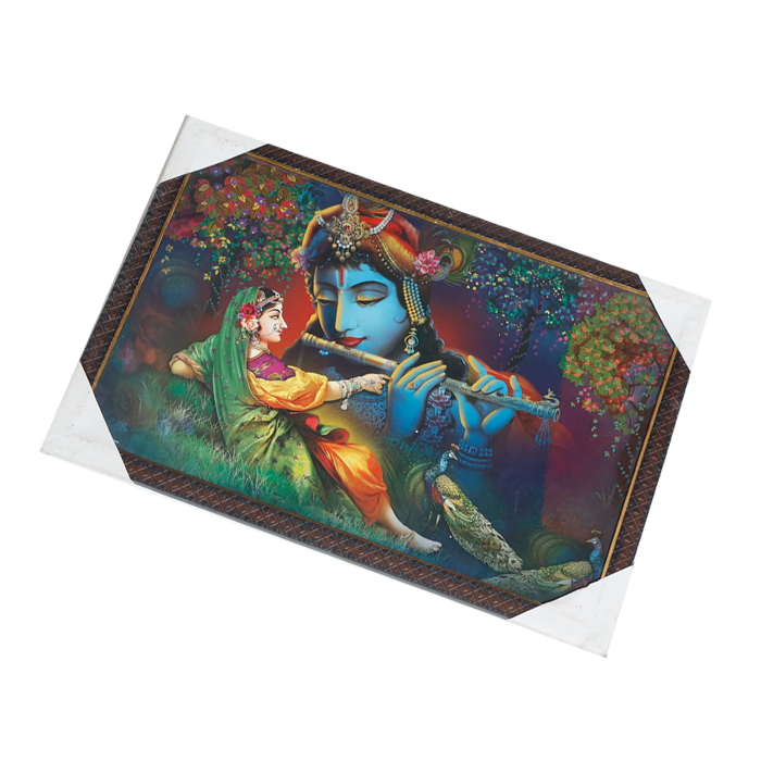 Goddess Radha And Lord Krishan Photo Frame - 13 × 19 Inches | For Pooja Temple | Home Decor And Gifts