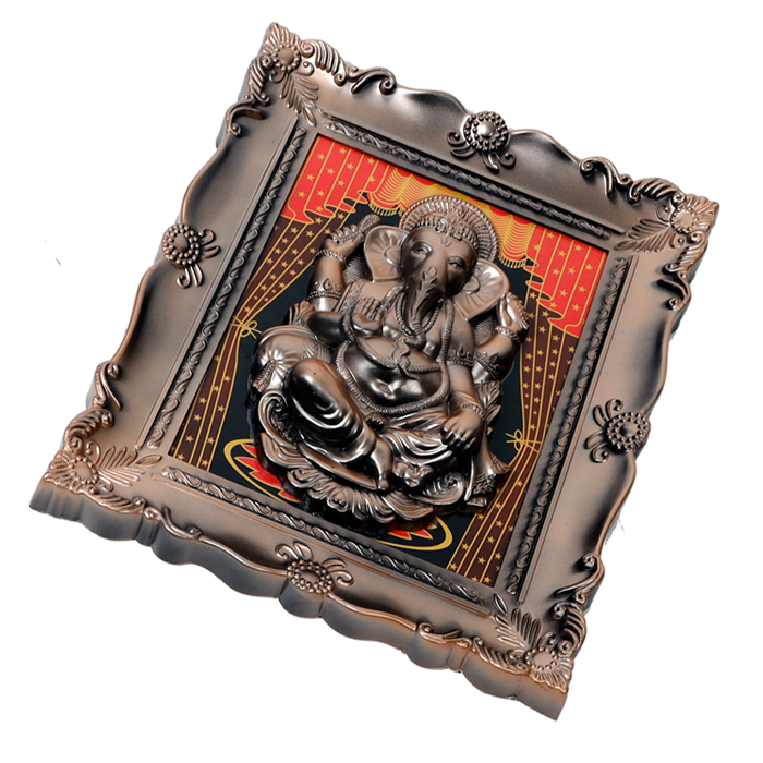 Lord Ganesha Photo Frame - 14 × 10 Inches | For Pooja Temple And Home Decor