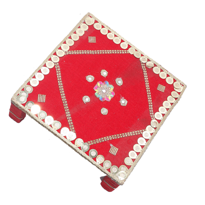 Kanha Laddu Gopal HEAVY WOODEN PATTA Cum Chowki - 12 × 12 Inches