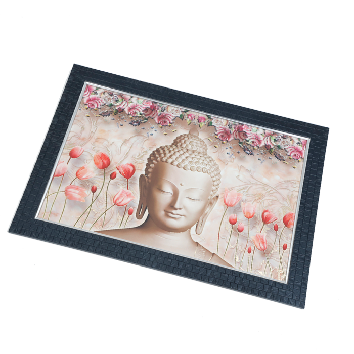 Lord Gautama Buddha Photo Frame - 14 × 20 Inches | For Pooja Temple | Home Decor And Gifts