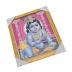 Lord Bal Gopal Krishna Photo Frame - 12 × 10 Inches | For Pooja Temple | Home Decor And Gifts
