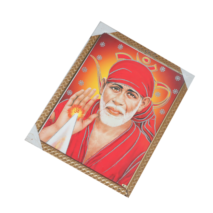 Shree Sai Baba Photo Frame - 17 × 13 Inches | For Pooja Temple | Home Decor And GIfts
