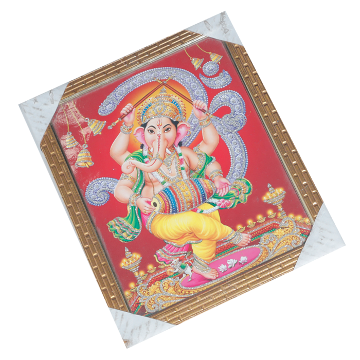 Lord Ganesha Photo Frame - 11 × 10 Inches | For Pooja Temple | Home Decor And Gifts