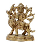 Brass Murti Goddess Durga Mata Is Sitting On Lion - 3 × 2.5 Inches | For Pooja Temple | Home Decor And Gifts