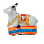 Nandi Sitting On The Throne Pooja Mandir Murti Idol - 3 × 3 Inches | For Pooja Temple