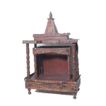 Brown Traditional Sheesham Plank Jaali Mandir,
