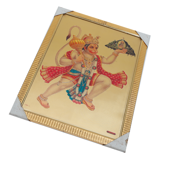 Lord Hanuman Holding A Mountain In His hand Photo Frame - 17 x 13 Inches | For Pooja Temple | Home Decor And Gifts