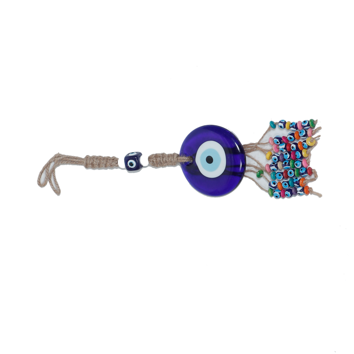 Glass Blue Evil Eye Hanger - 14 × 3 Inches
