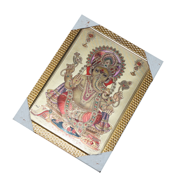 Lord Ganesha Photo Frame - 12 × 10 Inches | For Pooja Temple | Home Decor And Gifts