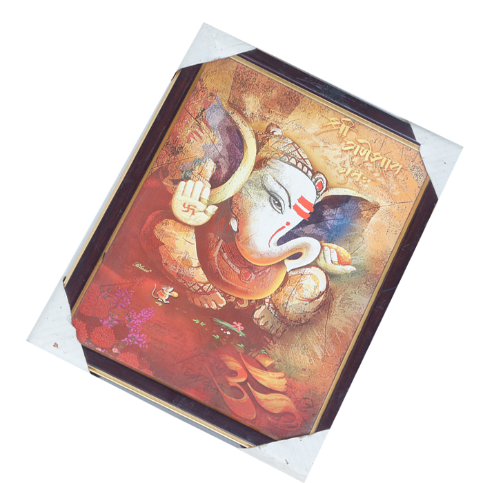 Lord Ganesha Photo Frame - 12 × 10 Inches | For Pooja Temple | Home Decor And Gifts