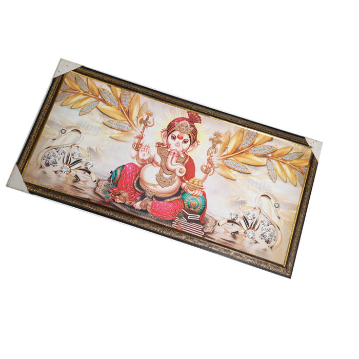 Lord Ganesha Photo Frame - 20 × 40 Inches | For Pooja Temple | Home Decor And Gifts