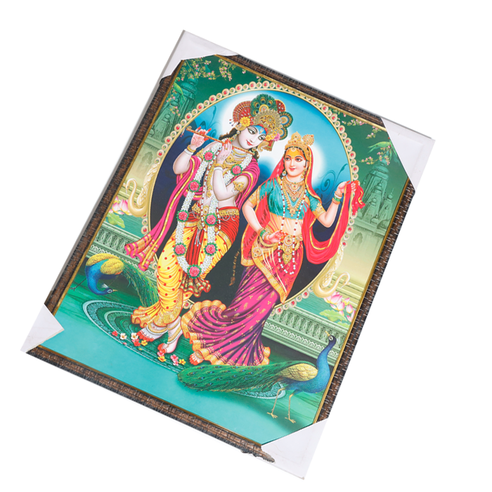 Goddess Radha And Lord Krishan Photo Frame - 20 × 26 Inches | For Pooja Temple | Home Decor And Gifts