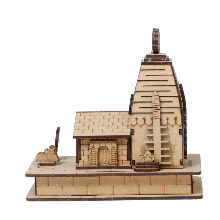 HaridwarDivine Wood Shree Kedarnath with Nandi Bull Temple 3D Model - 6 × 4 Inches | For Home Decor | Pooja Temple And Gifts