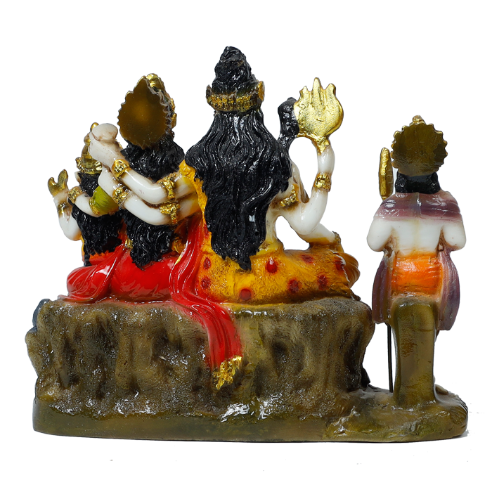 Lord Shiva And Parvati Family Marble Dust Murti Idol - 8 × 7 Inches | For Pooja Temple And Home Decor