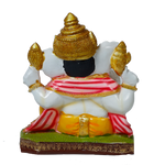 Lord Ganesha Is Sitting On The Throne Marble Dust Murti Idol - 8 × 7 Inches | For Pooja Temple And Home Decor
