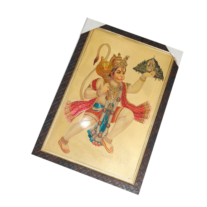 Hanuman Ji Holding A Mountain On His Hand Photo Frame - 20 × 17 Inches | For Pooja Temple | Home Decor And Gifts