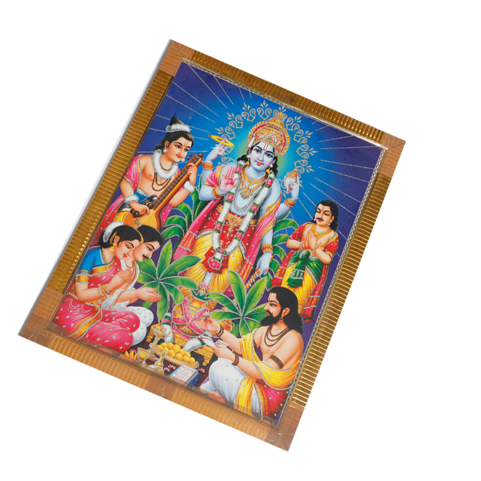 Shree Satyanarayan Bhagwan Photo Frame - 26 × 20 Inches | For Pooja Temple | Home Decor And Gifts