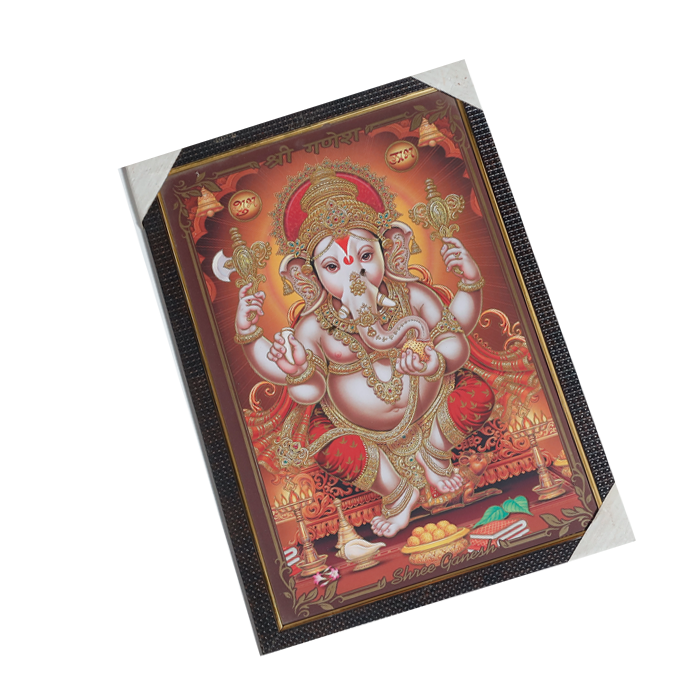 Lord Ganesha Photo Frame - 19 × 13 Inches | For Pooja Temple | Home Decor And Gifts
