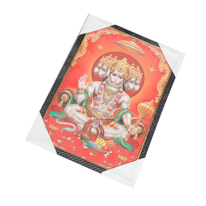 Lord Punch Mukhi Hanuman Photo Frame - 19 × 13 Inches | For Pooja Temple | Home Decor And Gifts