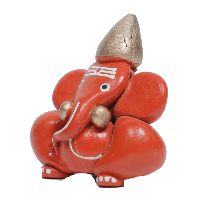 Craftam Polyresin Orange Ganesha Statue for Car Dashboard God Ganesh- 2.5 × 2 Inches
