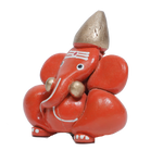 Craftam Polyresin Orange Ganesha Statue for Car Dashboard God Ganesh- 2.5 × 2 Inches