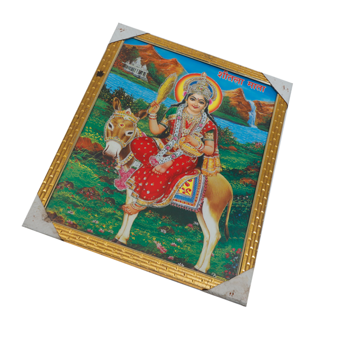 Goddess Sheetala Mata Photo Frame - 17 x 13 Inches | For Pooja Temple | Home Decor And Gifts