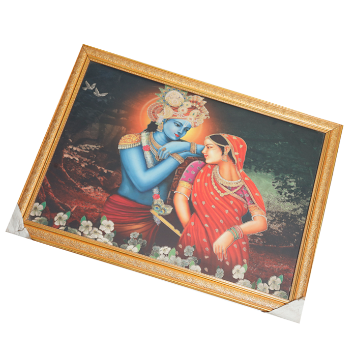 Lord Krishan And Goddess Radha Photo Frame - 26 × 20 Inches | For Pooja Temple | Home Decor And Gifts