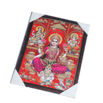 Goddess Lakshmi, Goddess Saraswati And Lord Ganesha Photo Frame - 17 × 13 Inches | For Pooja Temple | Home Decor And Gifts
