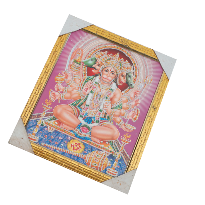 Lord Punch Mukhi Hanuman Photo Frame - 12 × 10 Inches | For Pooja Temple | Home Decor And Gifts