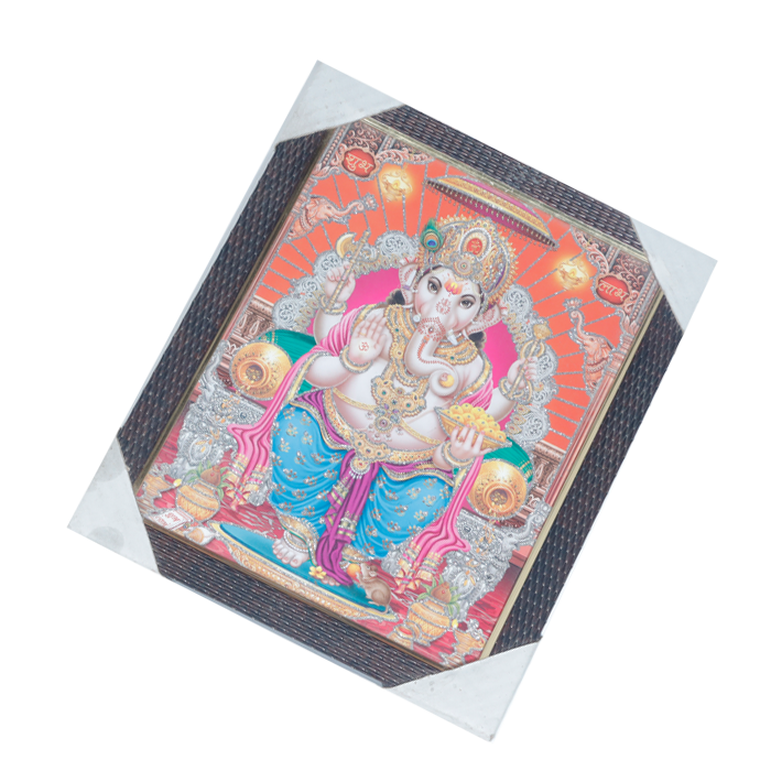 Lord Ganesha Photo Frame - 11 × 10 Inches | For Pooja Temple | Home Decor And Gifts