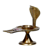 Brass 1 No. Shivling Stand With Snake - 4 × 3 Inches | For Pooja Temple