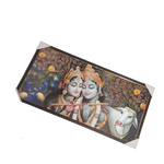 Lord Krishna And Goddess Radha With Cow Photo Frame - 20 × 40 Inches | For Pooja Temple | Home Decor And Gifts