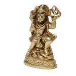 Brass Murti Veer Bajrang Bali Hanuman Ji Carrying Mountain of Herbs - 4 × 2.5 Inches | For Pooja Temple | Home Decor And Gifts