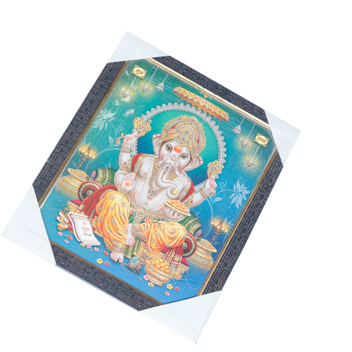 Lord Ganesha Photo Frame - 11 × 10 Inches | For Pooja Temple | Home Decor And Gifts