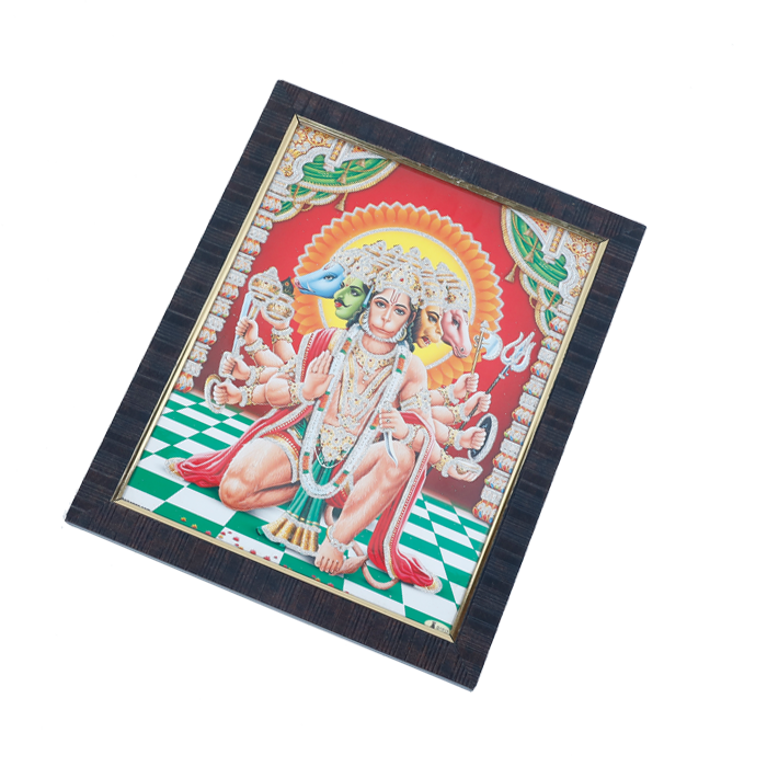 Lord Punch Mukhi Hanuman Photo Frame - 13 × 10 Inches | For Pooja Temple | Home Decor And Gifts