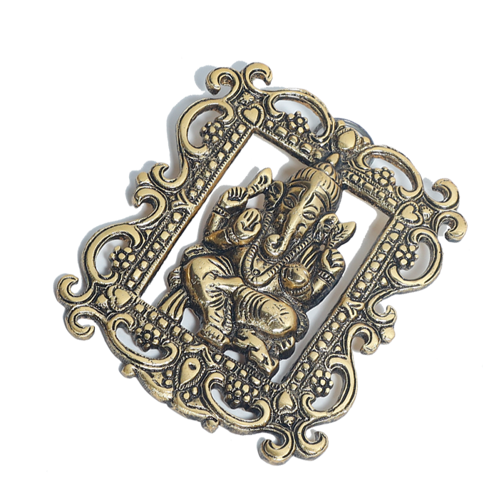 AGRODAK GANESHA DARWAR IDOL Door Hanging Gold - 4 × 4 Inches