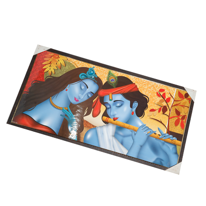 Lord Krishna And Goddess Radha Photo Frame - 20 × 40 Inches | For Pooja Temple | Home Decor And Gifts