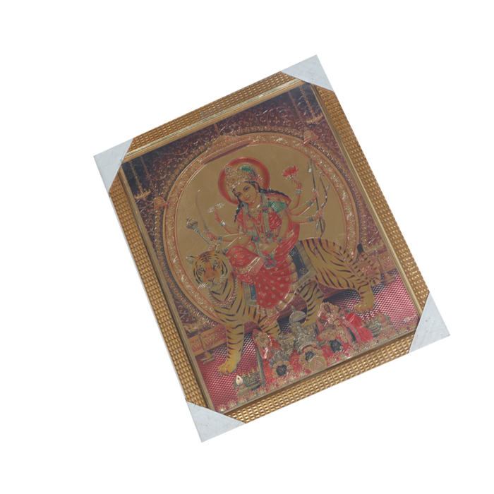 Goddess Durga Mata Is Sitting On The Lion Photo Frame - 17× 13 Inches | For Pooja Temple | Home Decor And Gifts