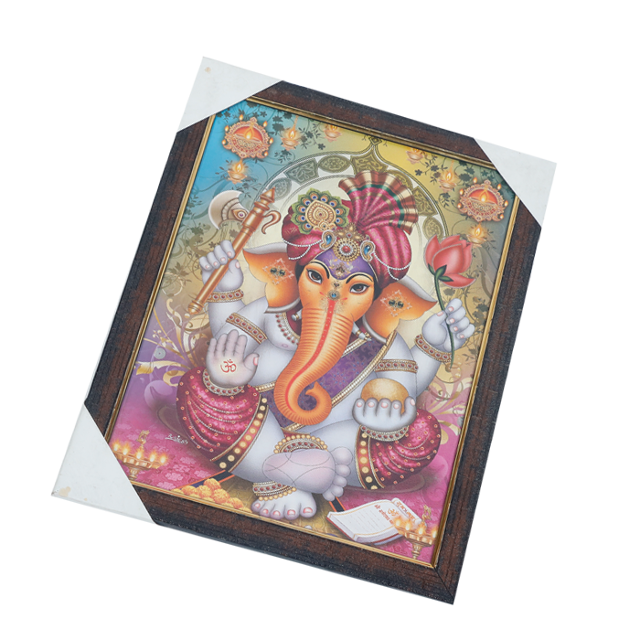 Lord Ganesha Photo Frame - 13 × 10 Inches | For Pooja Temple | Home Decor And Gifts