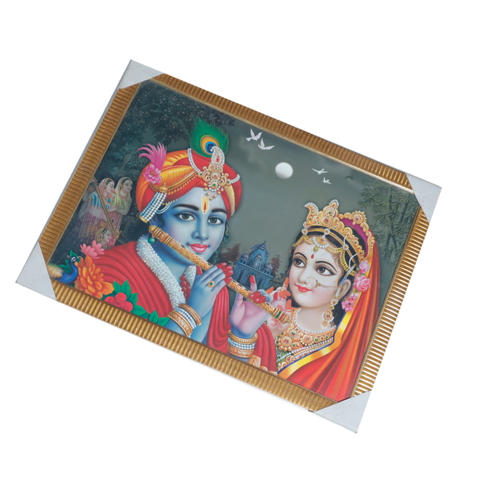 Goddess Radha And Lord Krishan Photo Frame - 20 × 26 Inches | For Pooja Temple | Home Decor And Gifts