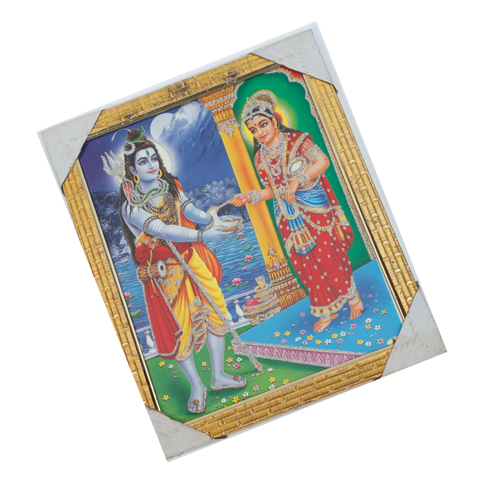 Lord Shiva And Annapurna Devi Mata Photo Frame - 12 × 10 Inches | For Pooja Temple | Home Decor And Gifts