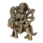 Brass Murti 1 No. Goddess Durga Mata Is Sitting On Lion - 3 × 2 Inches | For Pooja Temple | Home Decor And Gifts
