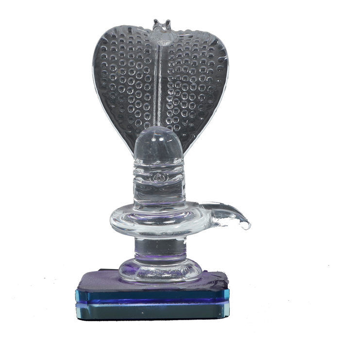 Handcrafted Glass Shiva Lingam Shiv Ling Idol - 4 × 2 Inches