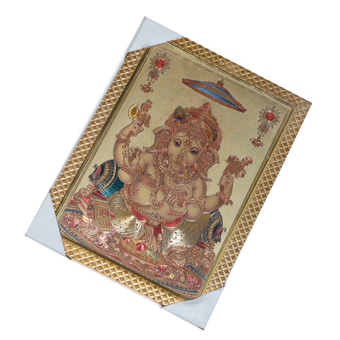 Lord Ganesha Photo Frame - 12 × 10 Inches | For Pooja Temple | Home Decor And Gifts