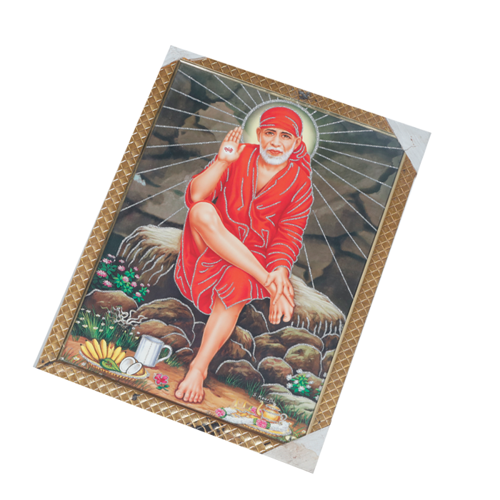 Shree Sai Baba Photo Frame - 17 × 13 Inches | For Pooja Temple | Home Decor And GIfts