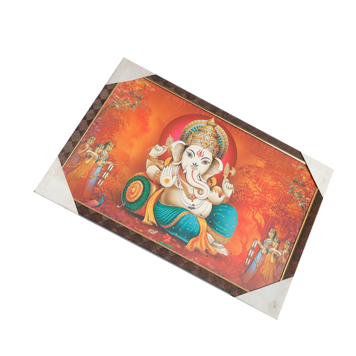 Lord Ganesha Photo Frame - 20 × 13 Inches | For Pooja Temple | Home Decor And Gifts