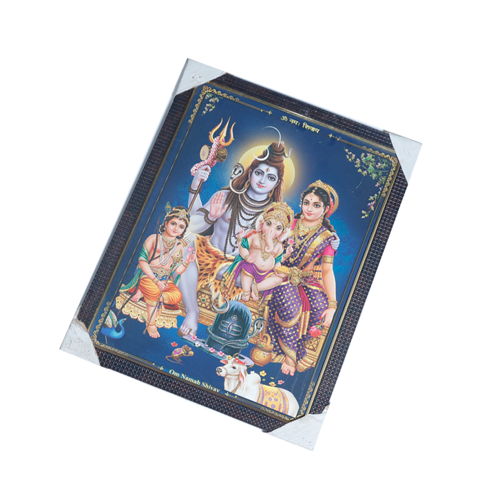 Lord Shiva Family Photo Frame - 17 × 13 Inches | For Pooja Temple | Home Decor And Gifts