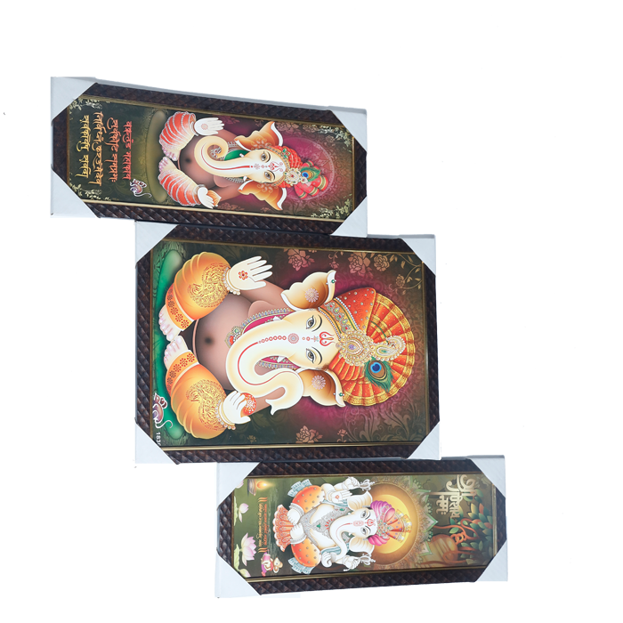 Lord Ganesha Photo Frame - 19 × 15 Inches | For Pooja Temple | Home Decor And Gifts