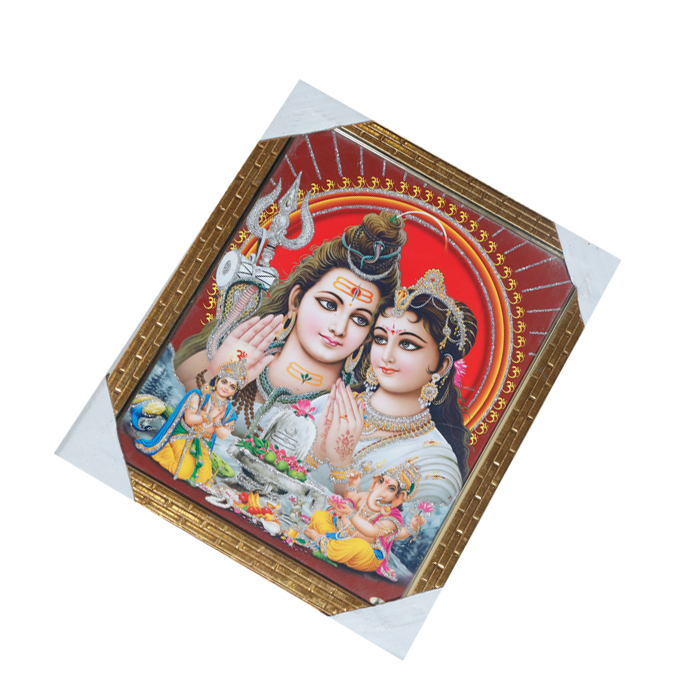 Lord Shiva Family Photo Frame - 12 × 10 Inches | For Pooja Temple | Home Decor And Gifts