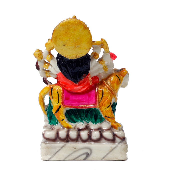 Durga Mata Sitting on Lion | Marble Dust Murti Idol - 5 x 3 Inches | For Pooja Temple And Home Decor